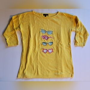 🌸3/$15 Bua Bua Yellow Sunglasses Embroidered Crewneck Pullover Sweatshirt